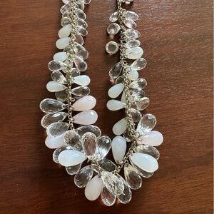 LOFT necklace pink clear white gold chain necklace EUC